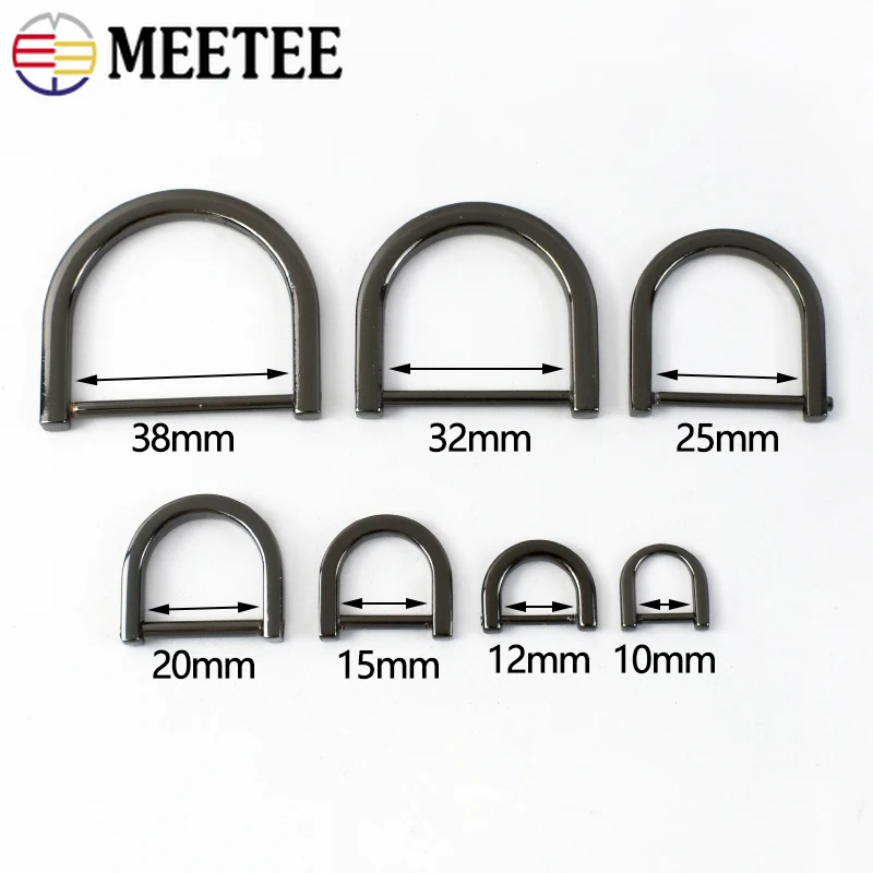 10/20P 10-38mm Metal Bag D Ring Buckle Detachable Screw Clasp Strap Hook Keyring Belt Connection Buckles DIY Sewing Accessories
