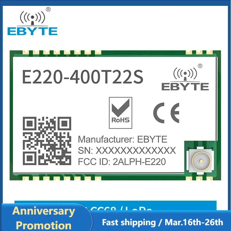 LLCC68 LoRa Module 433MHz 470MHz 22dBm Long Range IPEX/Stamp Hole UART WOR EBYTE E220-400T22S Wireless Transmitter Receiver