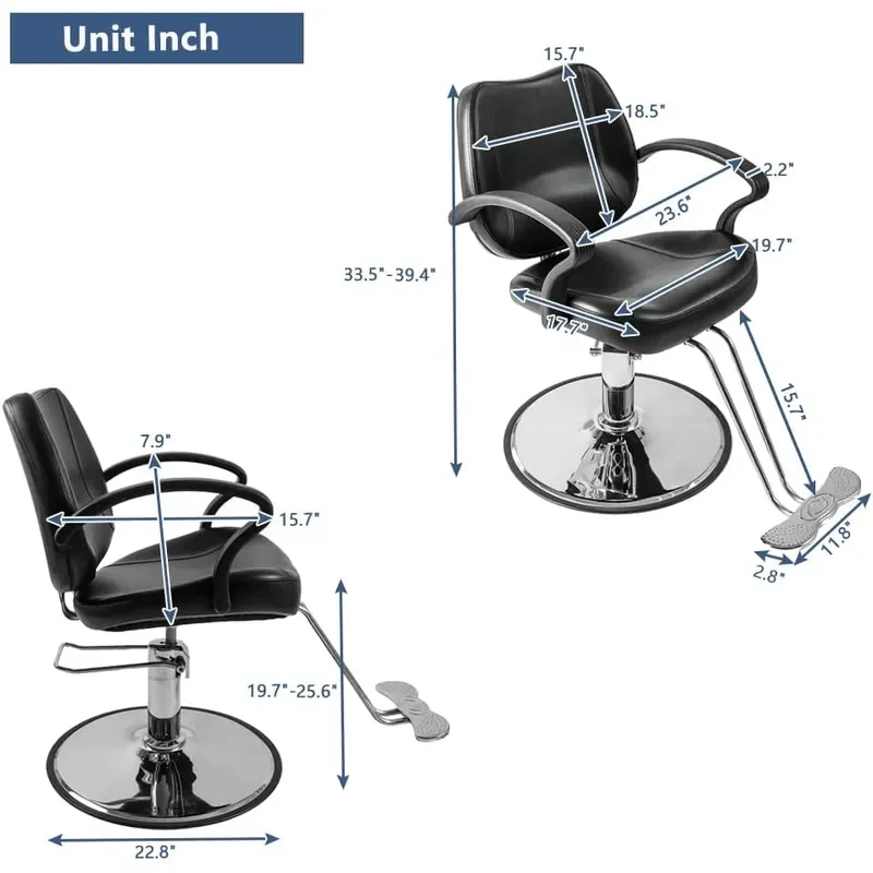 Beauty Salon Barber Chair for Men and Women Hair Stylists Black - view 5