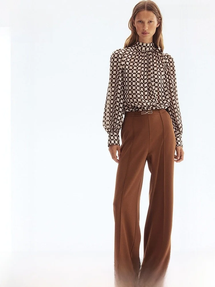 

Летние женские модные повседневные брюки H&M с декоративным поясом, модель 1301016, из эластичного волокна и полиэстера, комфортная посадка