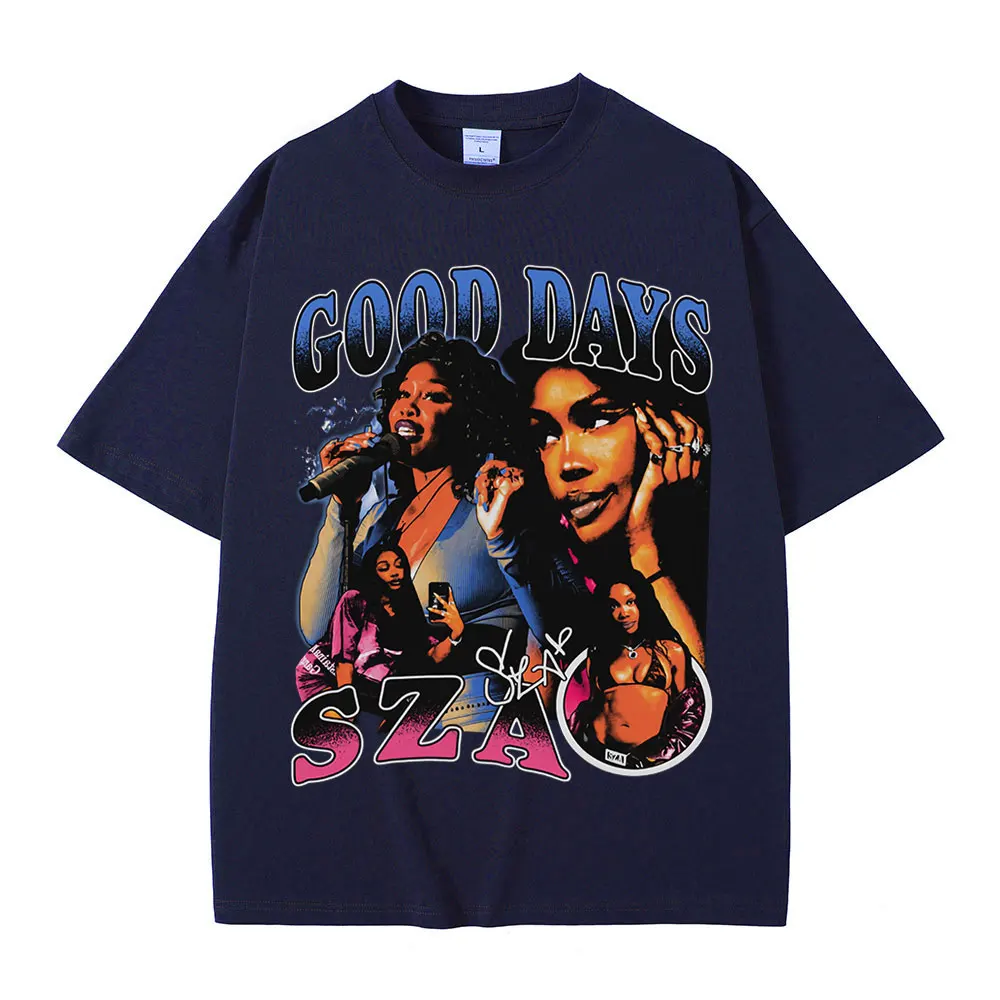 SZA Good Days Graphics T-shirt Hip Hop Vintage High Quality T Shirt Men Women Clothing Cotton Cozy Oversized T-shirts Streetwear