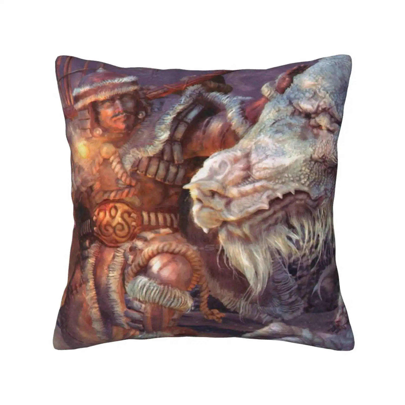 Meeting The Elder Dragon Throw Cushion Pillow Cover Fantasy Dragon Warm Light