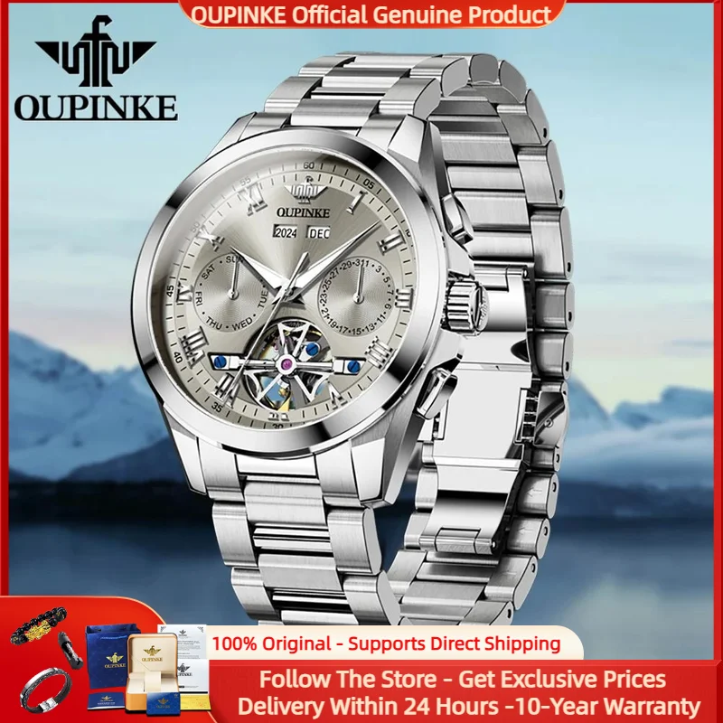 

OUPINKE 3281, мужские часы, роскошные оригинальные механические часы, водонепроницаемые часы, классические римские шкала, автоматические мужские деловые часы с датой