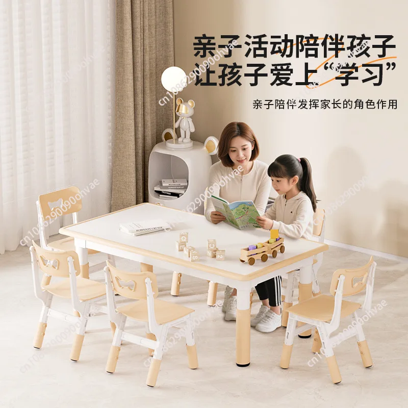 Height Adjustable Toddler Table，Chairs Set and Kids Study Table and Chair Set for Kids Ages 3-8, Graffiti Desktop