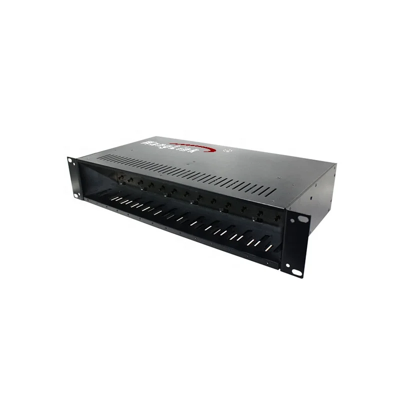 Wanglink OEM ODM Metal Dual Power 14Slot Stand Alone fiber optic media converter Rack Chassis for FTTH/CCTV/Telecom