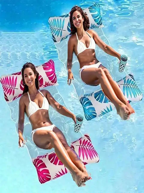 Summer Foldable Water Hammock Swimming Pool Inflatable Air Mattress for Swimming Beach Lounger Floating Sleeping Bed Chair 1