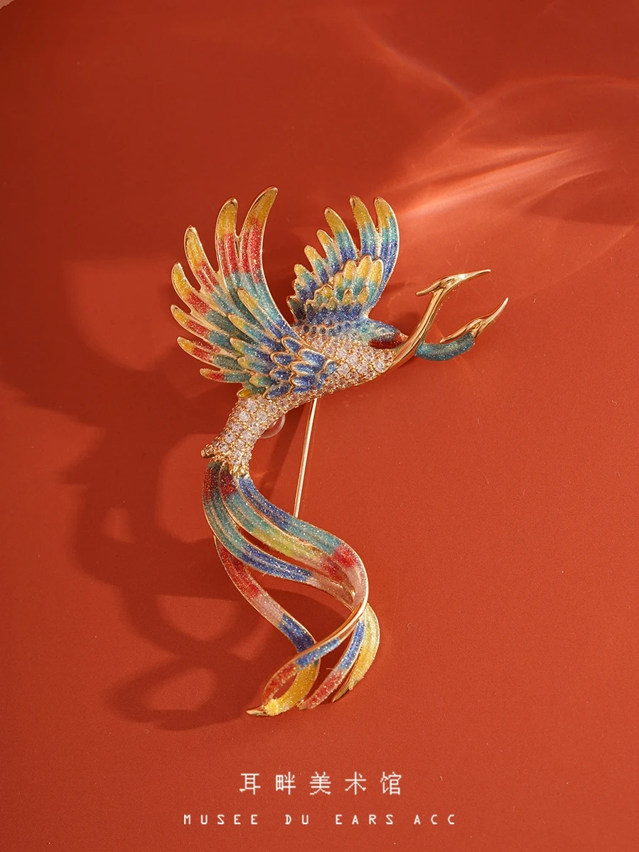 Illusionary Phoenix Double Flying Swallows Exquisite brooch Light Luxury Chinese Style Hanfu Qipao Accessories