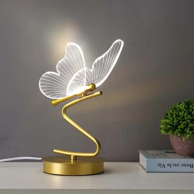 

Modern Ins Butterfly Lamp Bedroom Nordic Creative Dormitory Living Room Simple And Luxurious Italian Atmosphere Desk Lamp