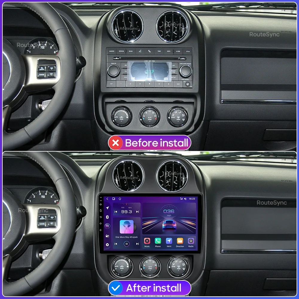 Android 16 Car Multimedia Player For Jeep Compass 1 2009 - 2015 Carplay GPS Stereo 2din Wireless Navigation Bluetooth 4G 5G DSP