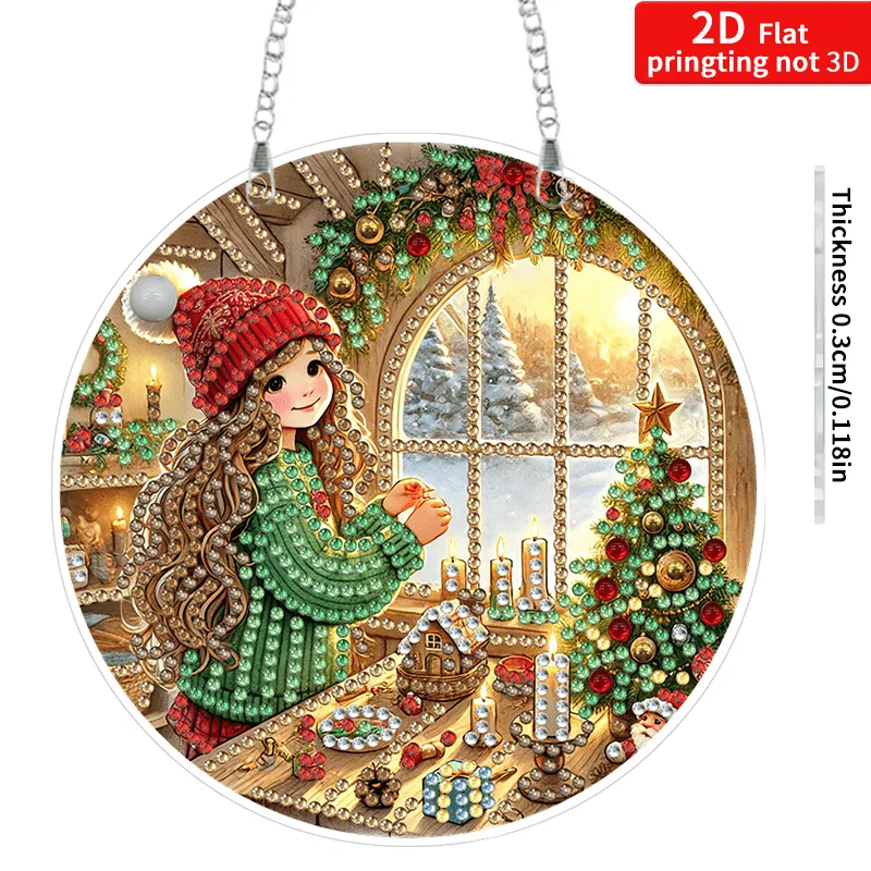 

DIY Christmas Cartoon Diamond Painting Pendant, Special Shaped Diamond Mosaic Hanging Ornament, Art Craft Kit, Xmas Decor Gift