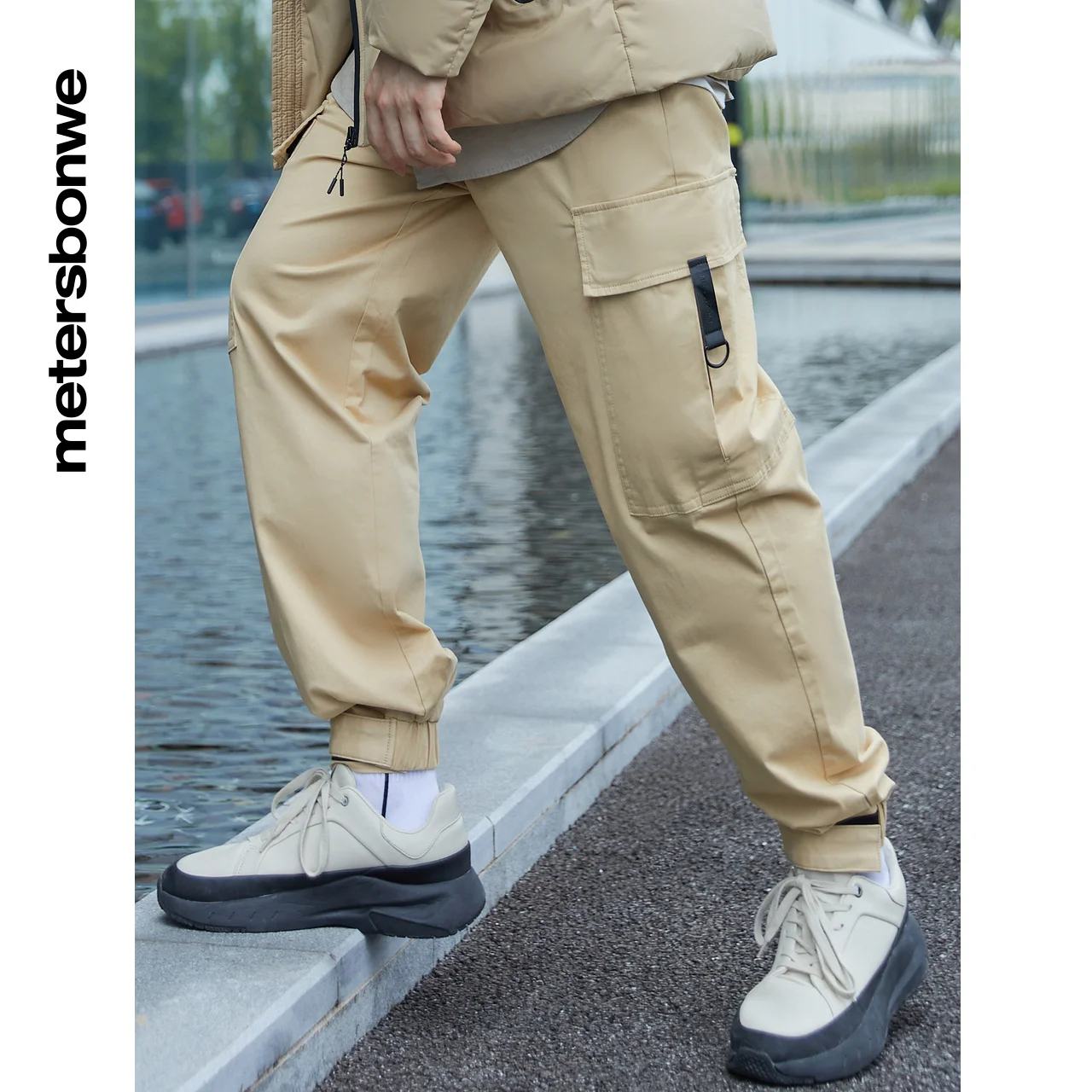 Metersbonwe-Cargo Trouser for Men, Casual Trousers, Relaxed Tapered, Loose Long Pants, Cool Male Pants, Autumn and Winter