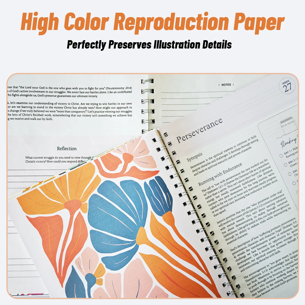 

Библия на год: Спиральный учебник для изучения Библии формата А5, водонепроницаемый, для женщин, план изучения Библии на 52 недели, книга-руководство для подруги