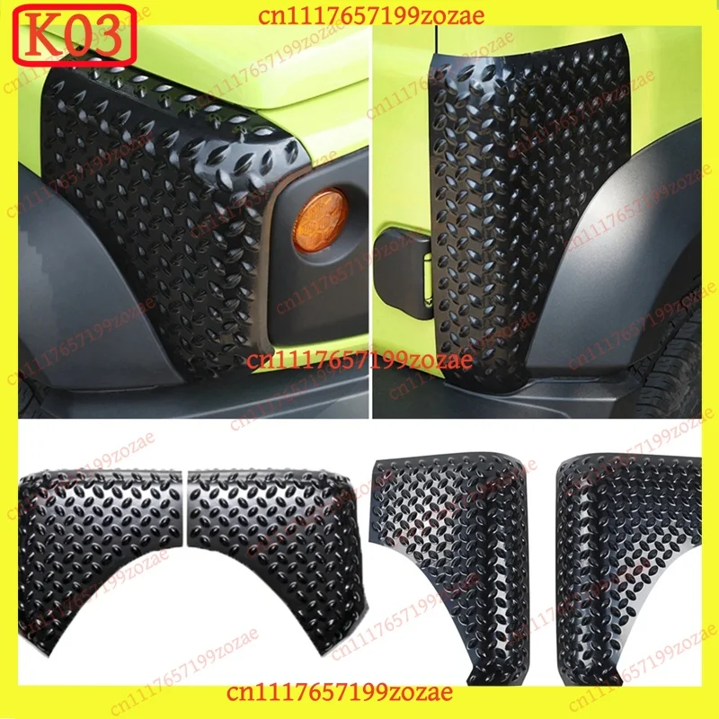 k03 4Pcs Front Rear Fender Tailgate Angle Wrap Guard Cover for Suzuki Jimny JB64 JB74 2019-2023, Replacement Parts