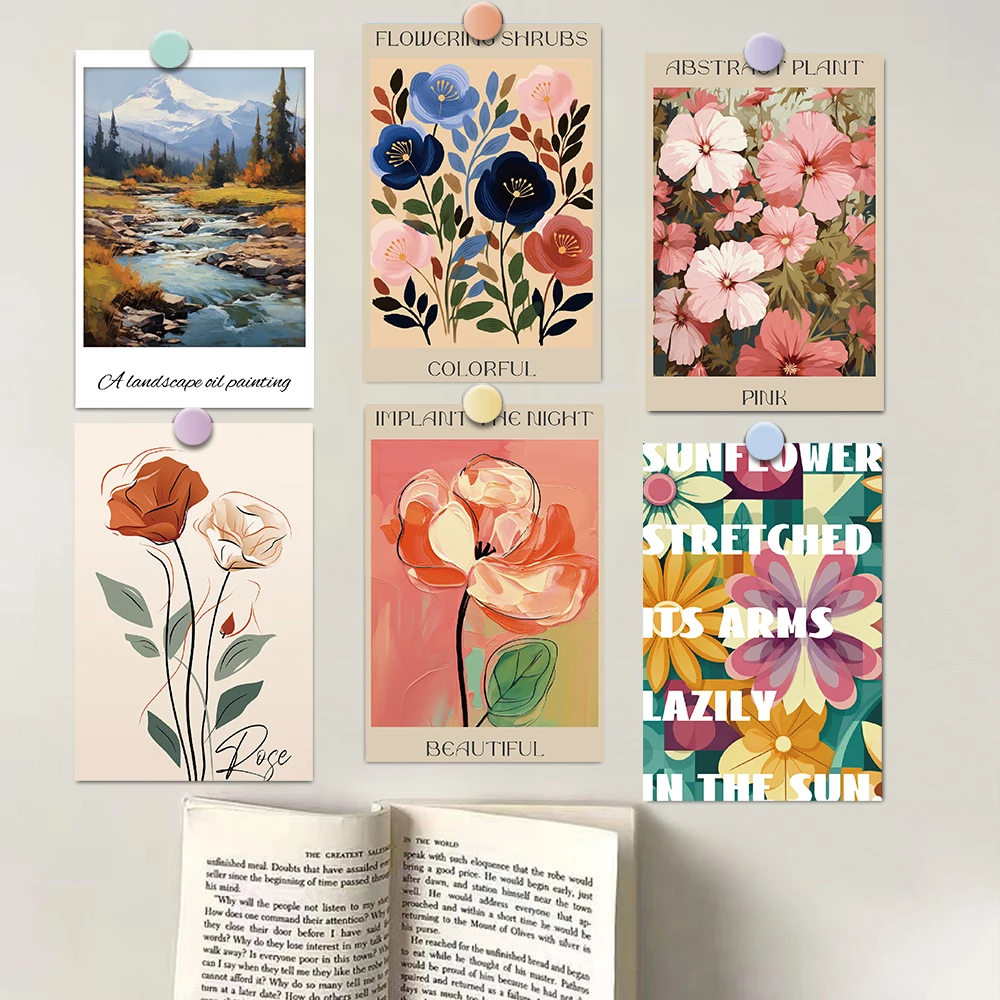 

10PCS 10×15CM Flowers Bloom And Fade Posters Sticker Guitar Laptop Luggage Wall Cards Creative Aesthetic Photography Wall Decor