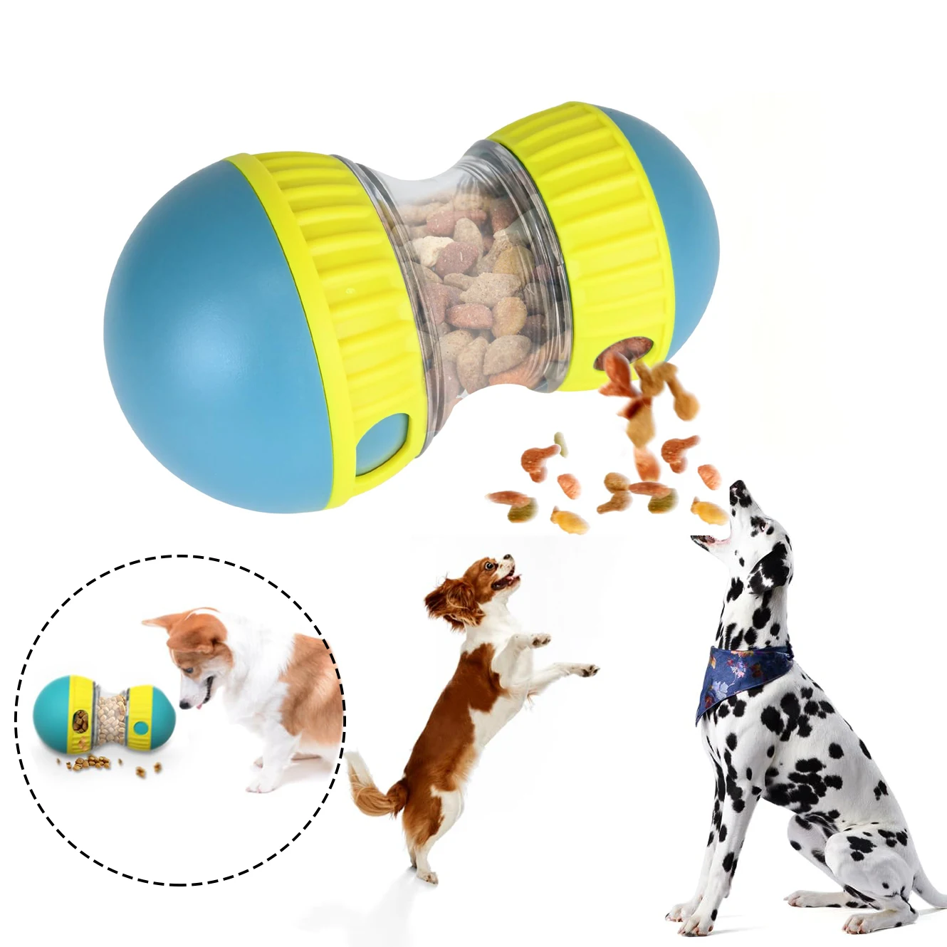 Smart Dog Toys Training Intelligence Oval Rolling Ball Leakage Food Raising Good Habits Sturdy and Durable Interactive Pet Toys