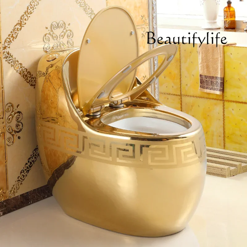 

Household Flush Toilet Siphon Water-saving Toilet Creative Gold Toilet