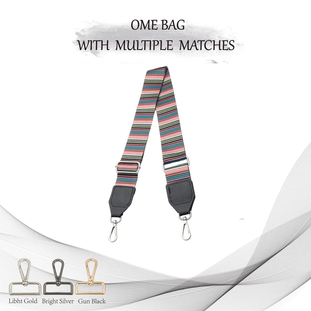 

5CM width Multi-coloured pinstripe bag straps shoulder straps new style crossbody wider backpack straps shoulder straps