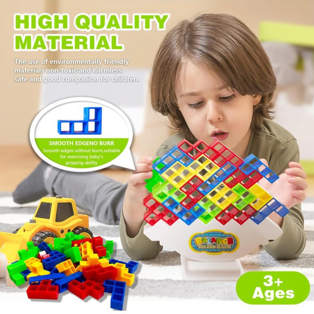 Tetra Tower Game Stacking Blocks Stack Building Blocks Balance Puzzle Board Assembly Bricks Educational Toys For Children Adults