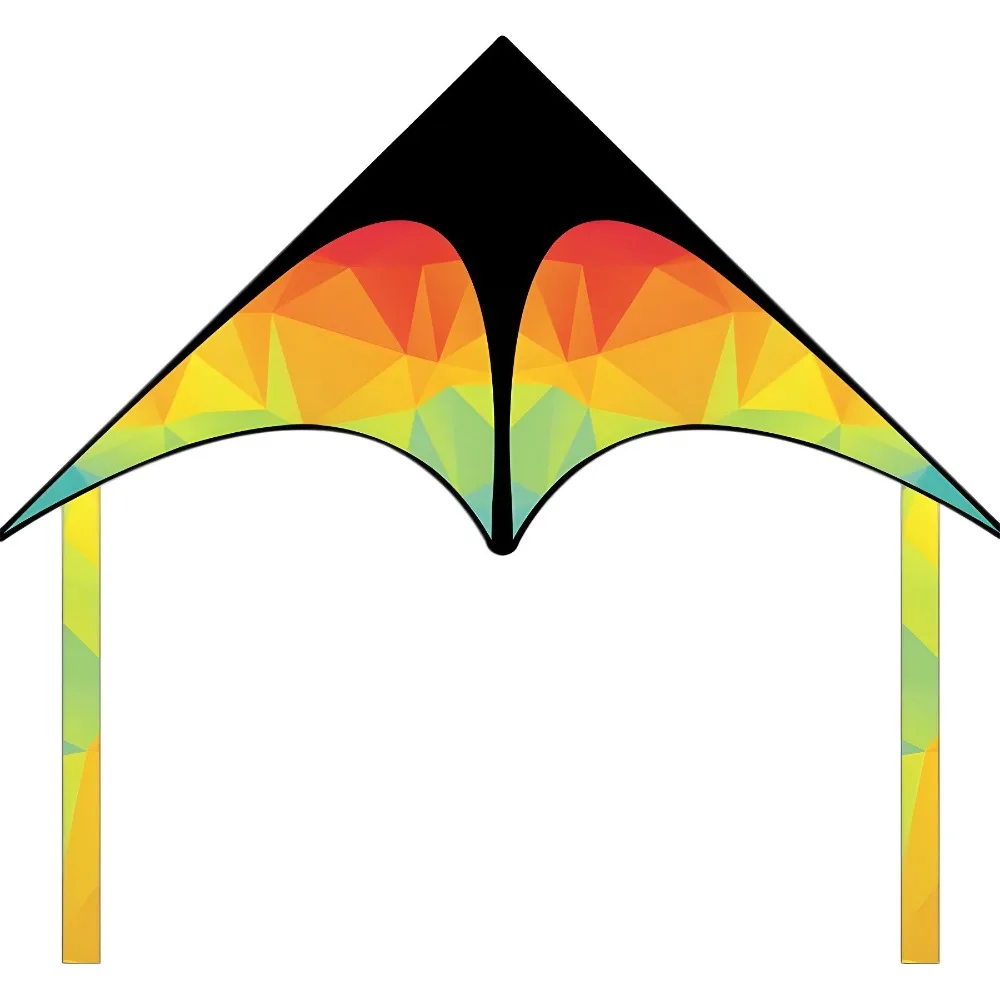 Pipa delta grande de cauda dupla, cauda longa, fácil de voar, kite infantil com linha de 50 metros, boa voadora, pipa de prairie para crianças e adultos