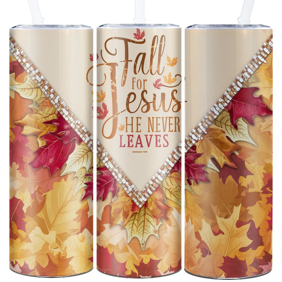 

1Pc Fall Party Tumbler 3D Print Autumn Maple Leaf Water Bottle Straw Lid 20oz Stainless Steel Holiday Party Supplies Travel Cups