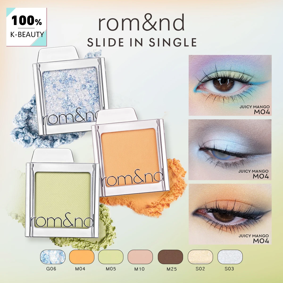 rom&nd SLIDE IN SINGLE, Einmaliger Auftritt, Seidiges Puder, Cremige Textur, Subtiler Schimmer, Luxus-Make-up, Koreanische Kosmetik, Koreanisches Make-up