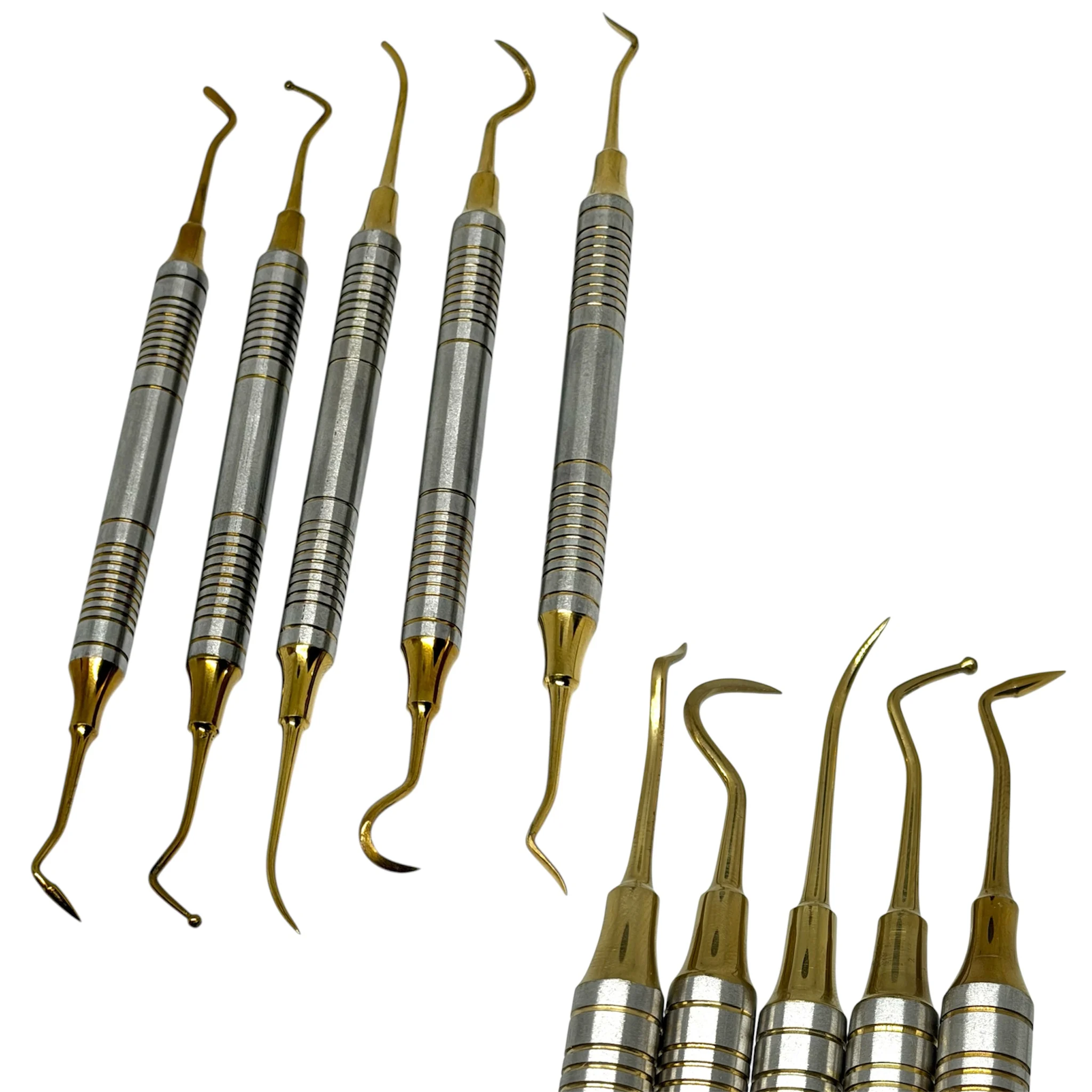 1pc Dental Composite Resin Filling Tool Thin Handle Spatula Gold Plated Head Filler Restoration Periodontal Scaling and Root