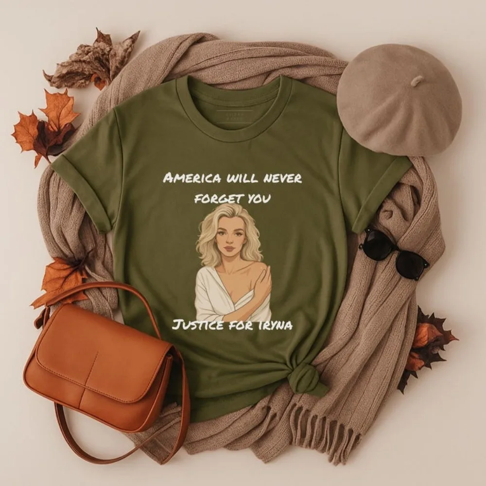 العدالة لـ Iryna Zarutska التي شيرت أمريكا لن ننسى أبدًا تي شيرت ولاية كارولينا الشمالية ملابس الحروف النسائية البلوز #4