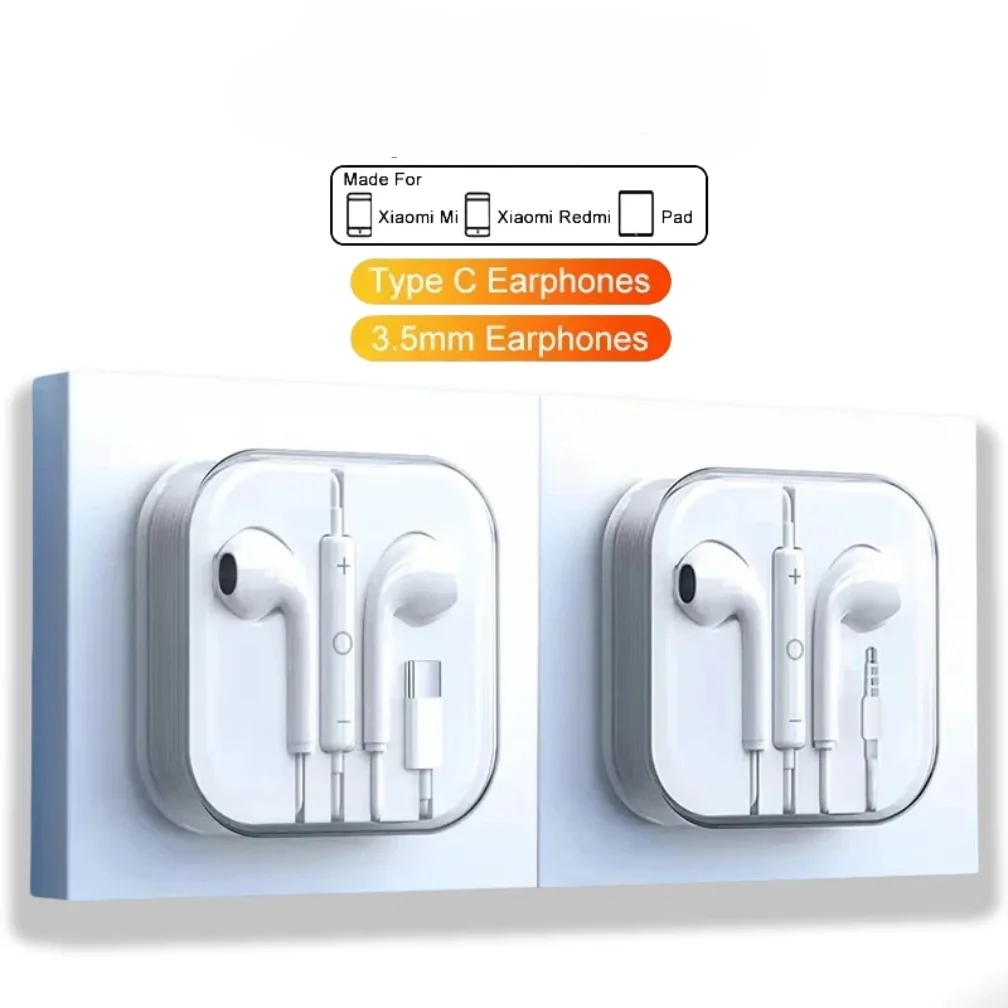 Type C Wired Headphones For Xiaomi 14 13 12 11 3.5MM Earphone For Huawei Samsung Earbuds Accessories