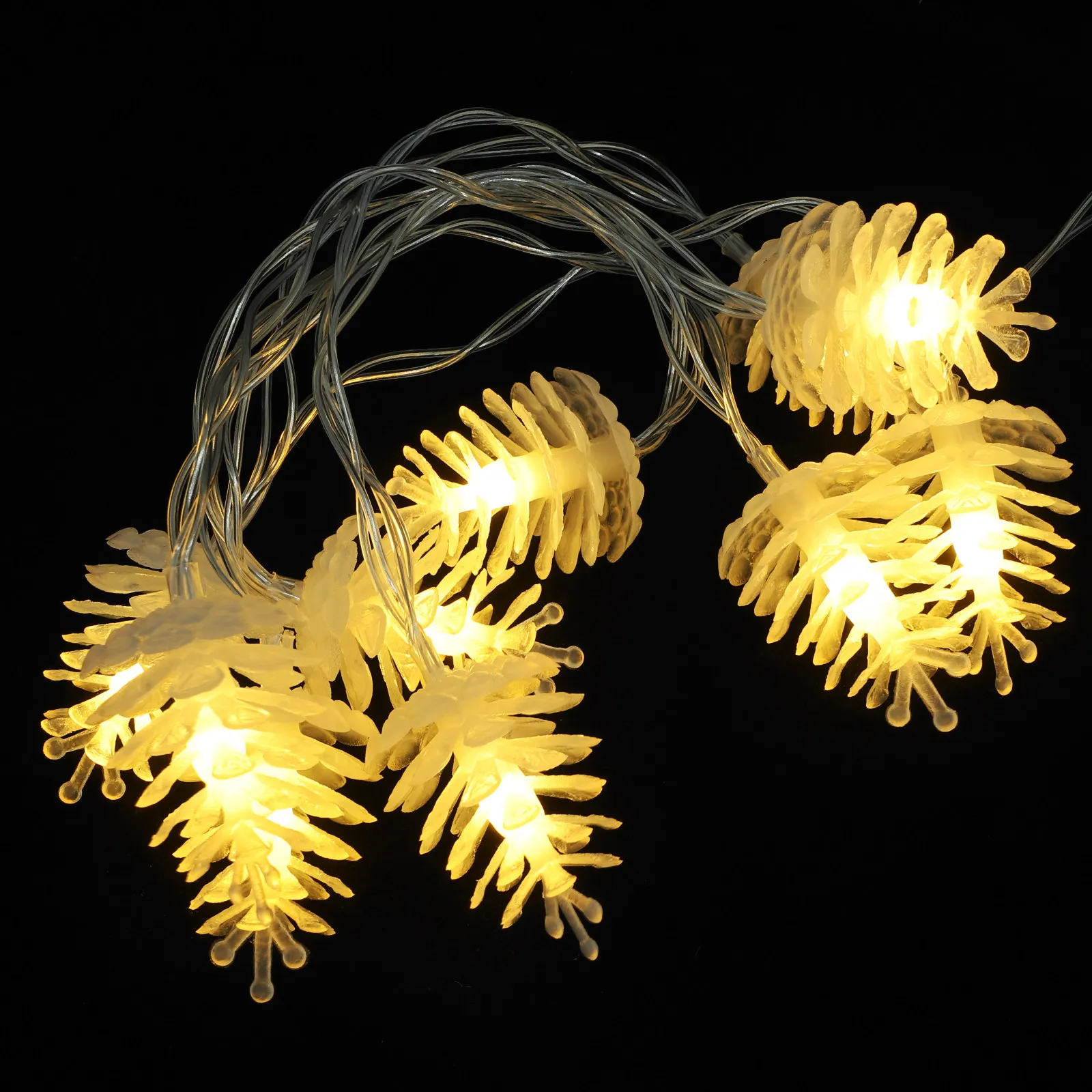 

Pinecone LED Light String 10 Bulbs Rustic Holiday Lights for Outdoor Fence Balcony Mantel Bannister Xmas Party Autumn Decor