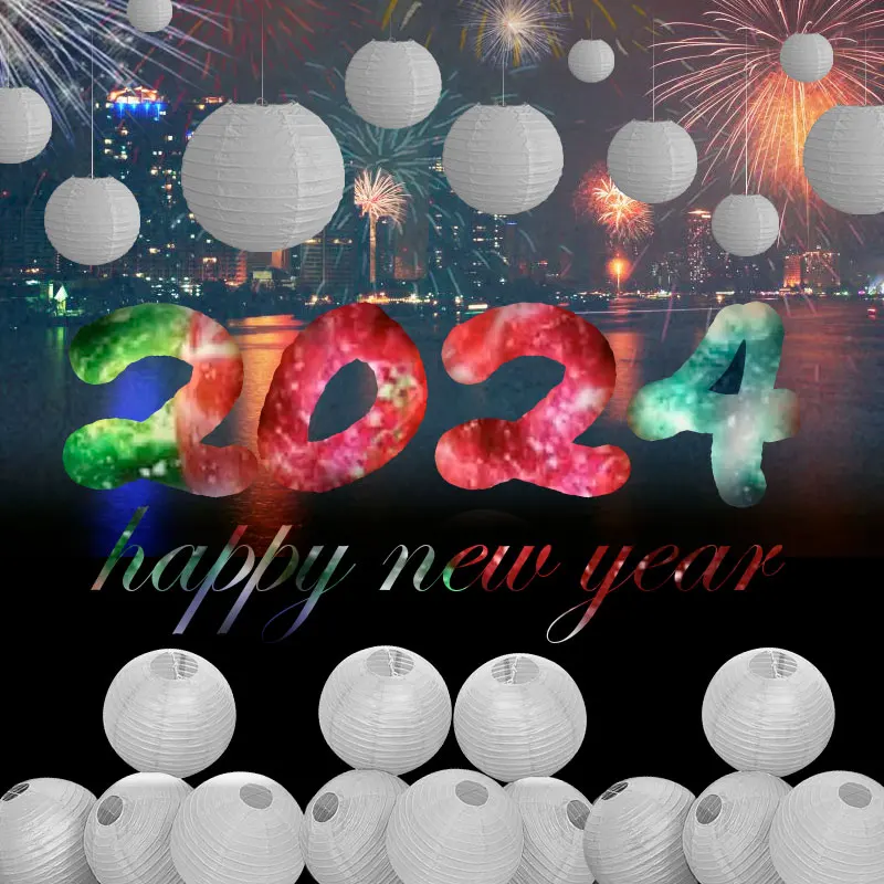 12PCS White Paper Lanterns Hanging Round Paper Lanterns Decoration Chinese Lanterns for Celebration Party(10cm,20cm,30cm)