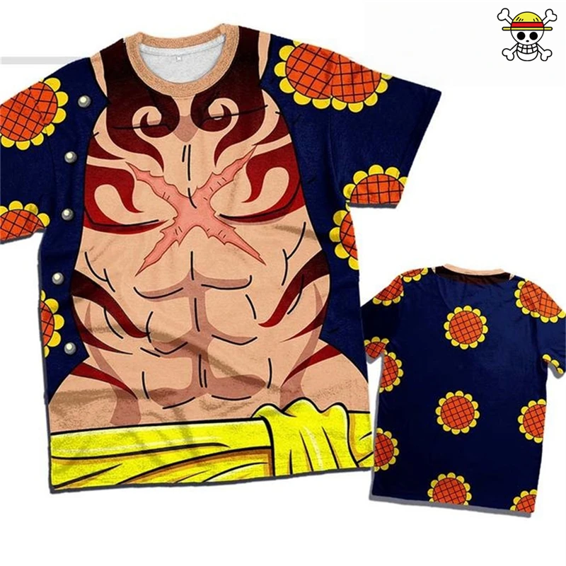 Sommer Herrenmode Einteiliges T-Shirt Monkey D Luffy Klassisches Muster Kurzarm-Trikot Streetwear Oberteile Kinder Jungen Kleidung – Detail 7