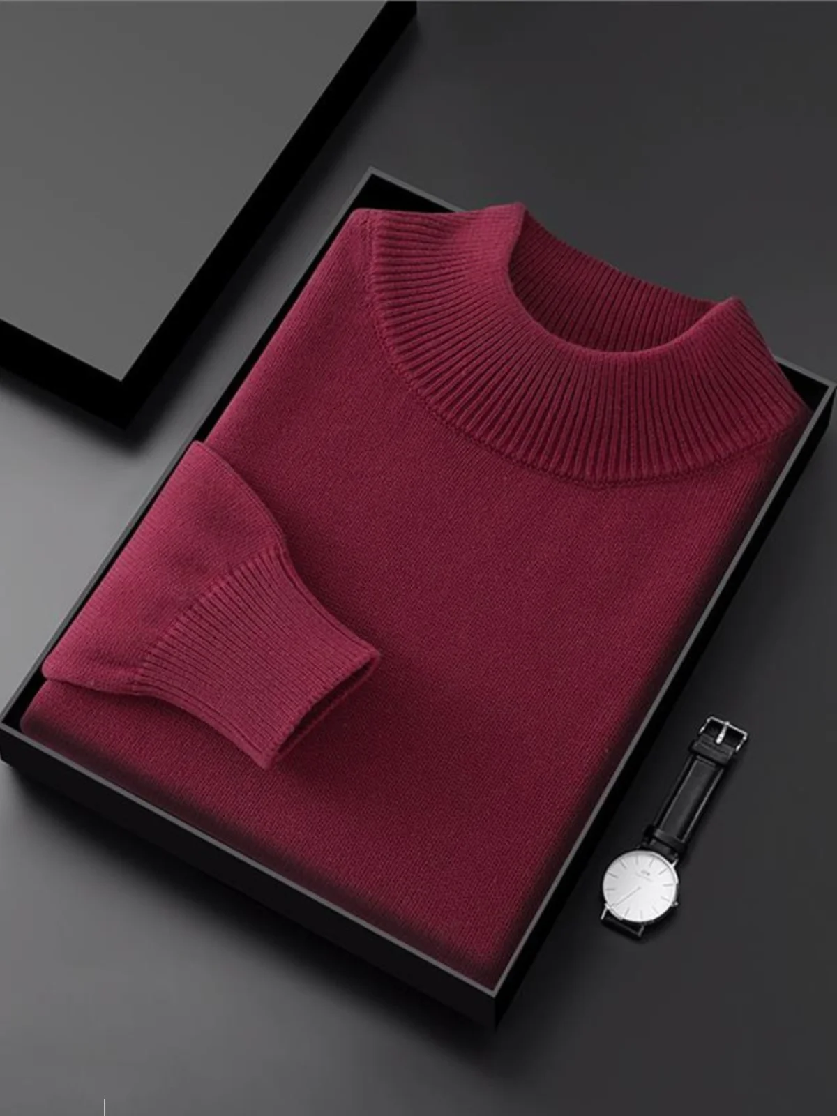 

Мужской свободный свитер большого размера из 00% хлопка с высоким воротником, свитер в Корейском стиле, длинный свеч, Busin, повседневный