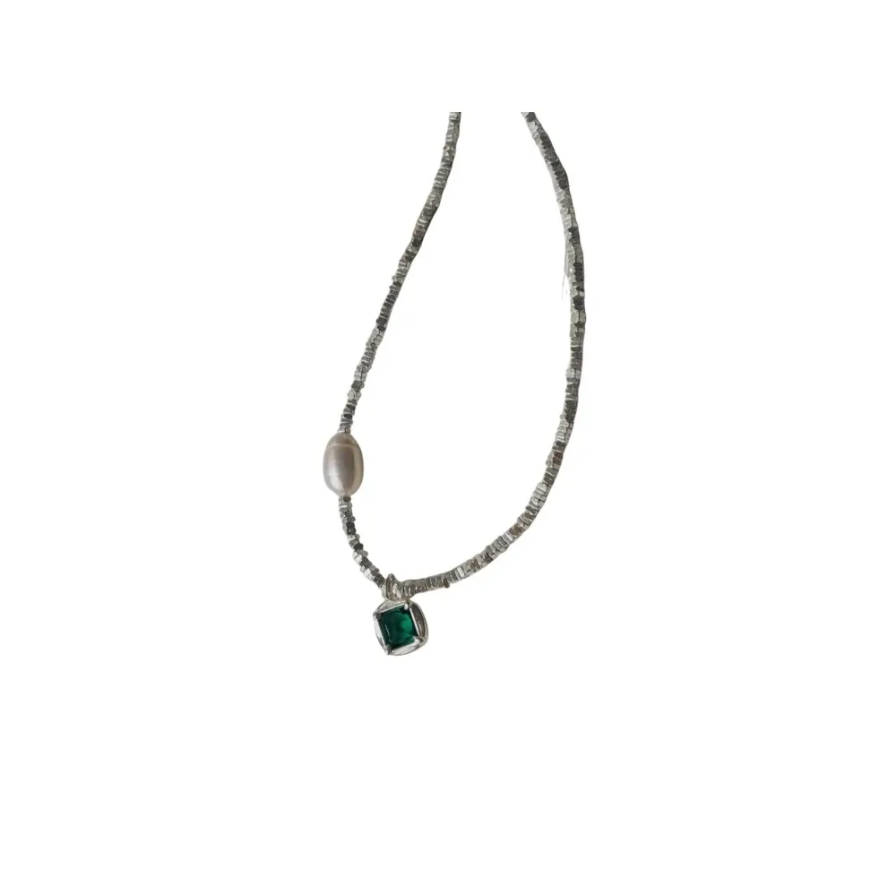 

* Колье из стерлингового серебра S925, зеленое стоящее циркониевое ожерелье, сломанная серебряная цепочка на ключицу, легкий роскошный браслет ручной работы