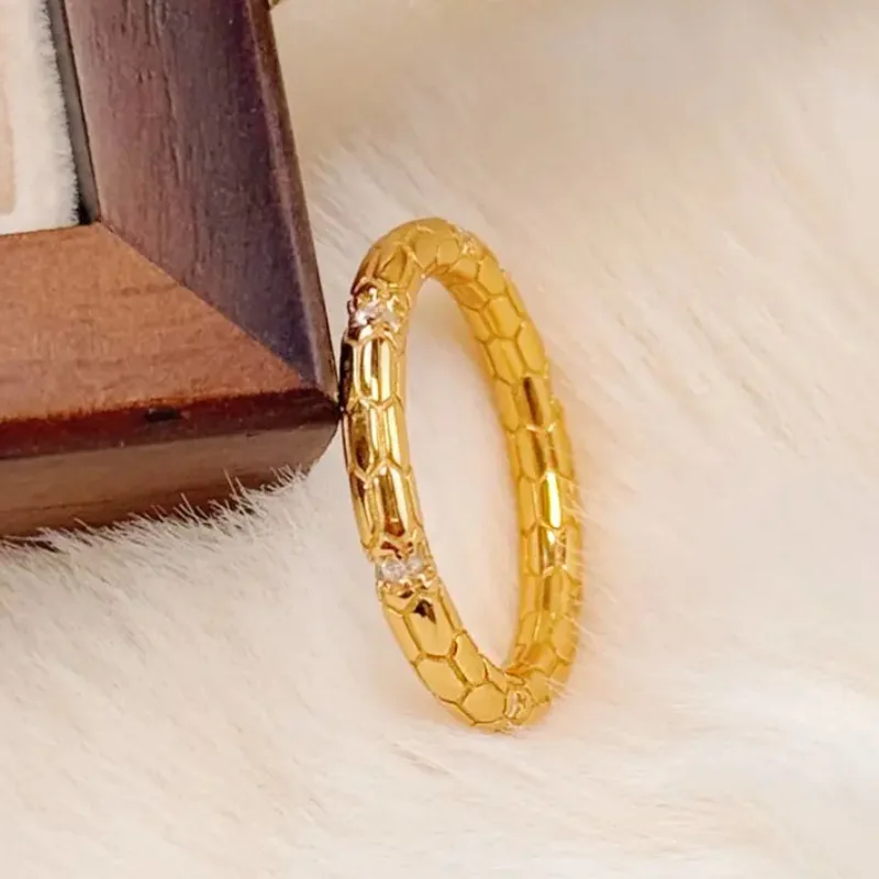 Luxury 9999 24K Solid gold certifid gold snake ouroboros minimalist and versatile plain ring style