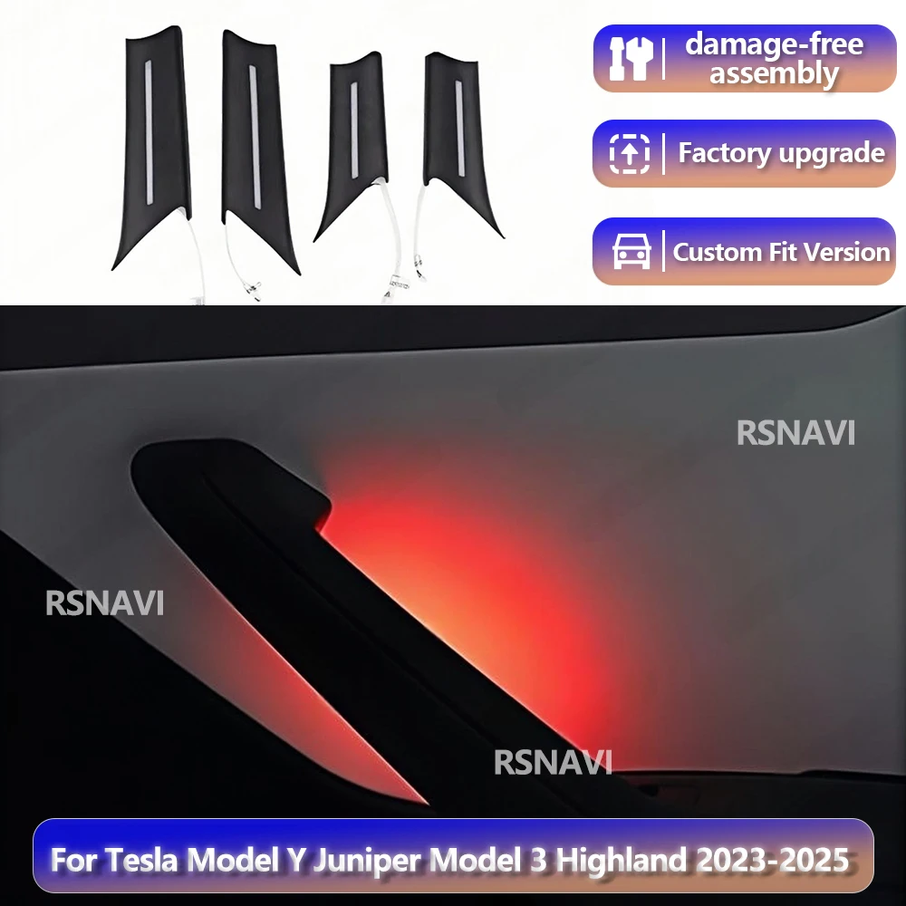 For Tesla Model Y Juniper Model 3 Highland 2023-2025 RGB color streamer 7 Colors Door Handle Bowl Lights Ambient Light