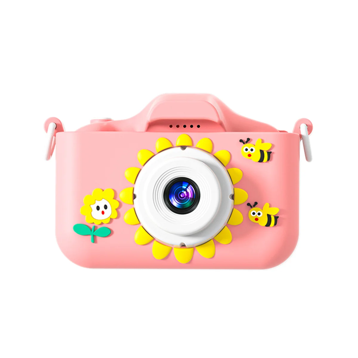 Cámara Digital HD 96MPT para niños, videocámara recargable con Zoom compacto, dibujo de girasol, color rosa