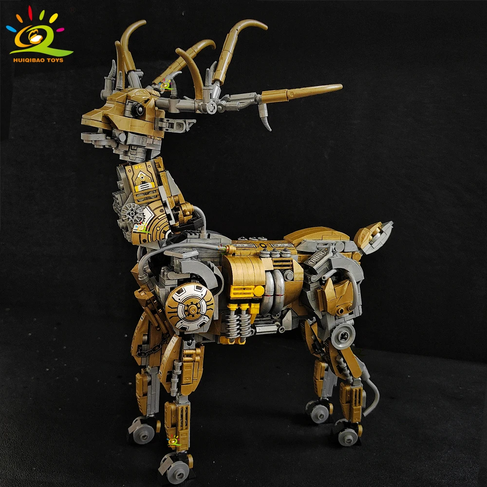 HUIQIBAO 924 sztuk MOC techniczny Model łosia jeleń klocki mechaniczne zestaw klocków ze zwierzętami miasto zabawki konstrukcyjne dla dzieci