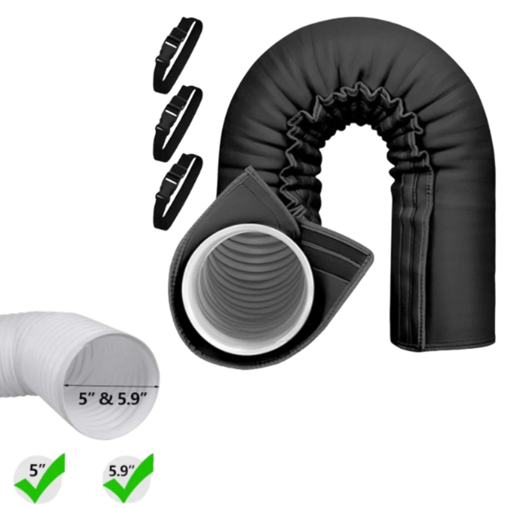 Air Conditioner Hose Cover Wrap With 3 Buckle Straps Portable AC Hose Insulation Sleeve for 5