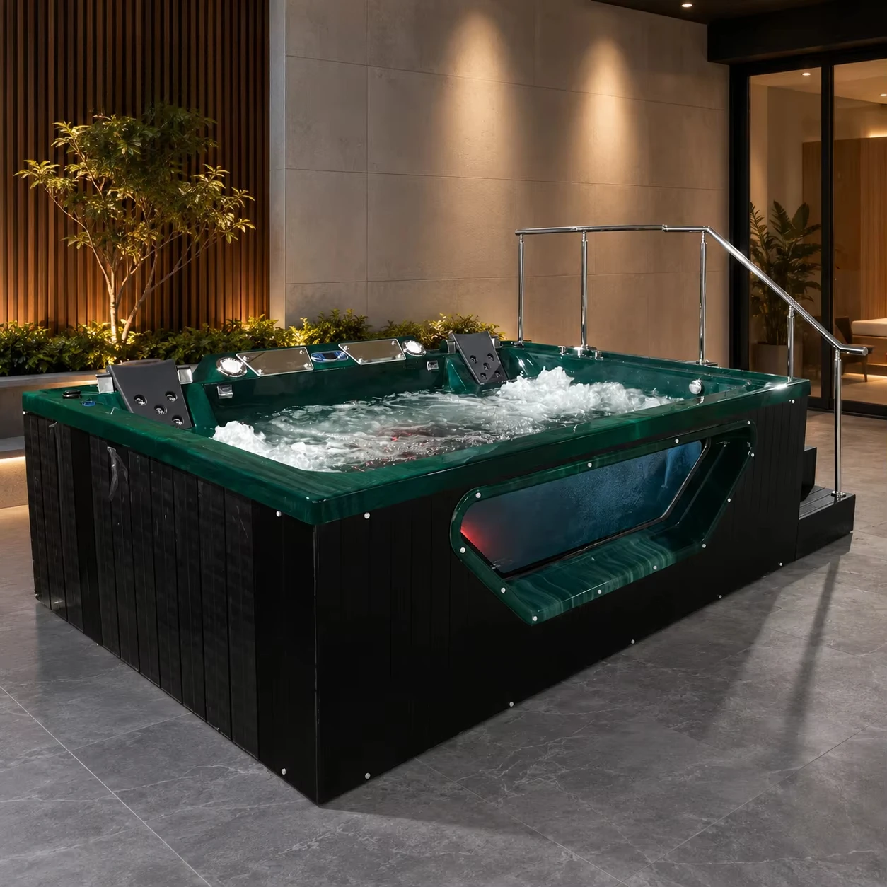 Family 5 Person Yacuzzi Acrylic Massage Freestanding Whirlpool Tubs With LED Lights and Air Jets Jakuzi Luxury Outdoor Hot Tub
