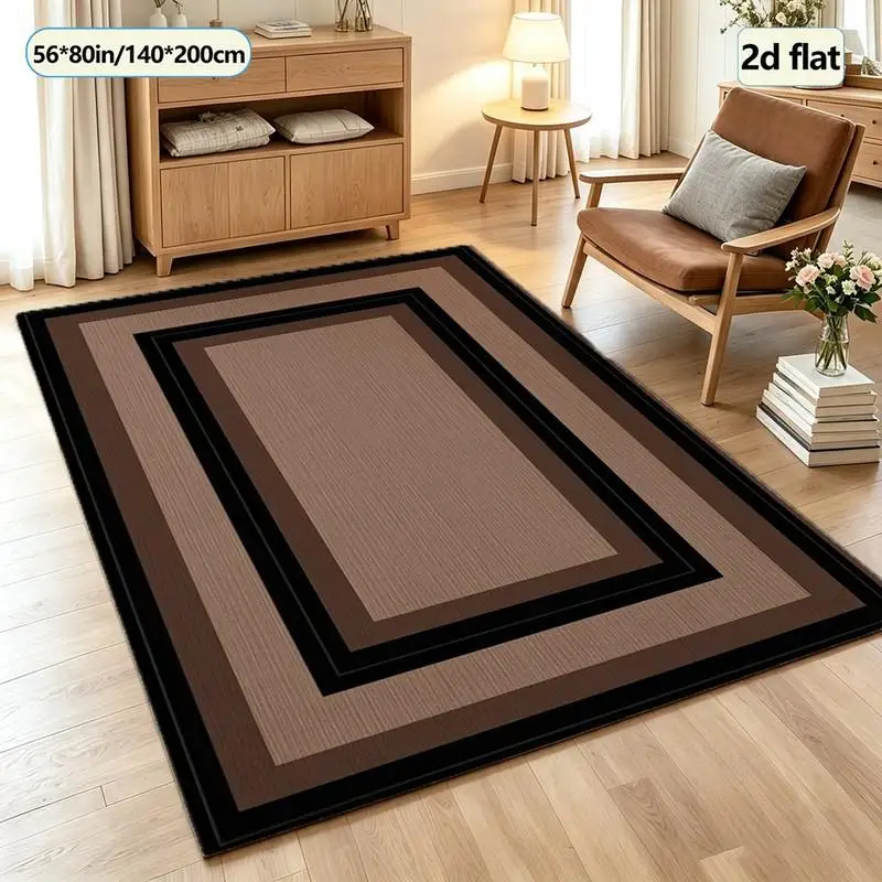Classic Multi-Layer Border Carpet Flooring, Simple Solid Color Non-Slip Floor Mat, Suitable for Living Room, Hallway, and Home Interior Decoration