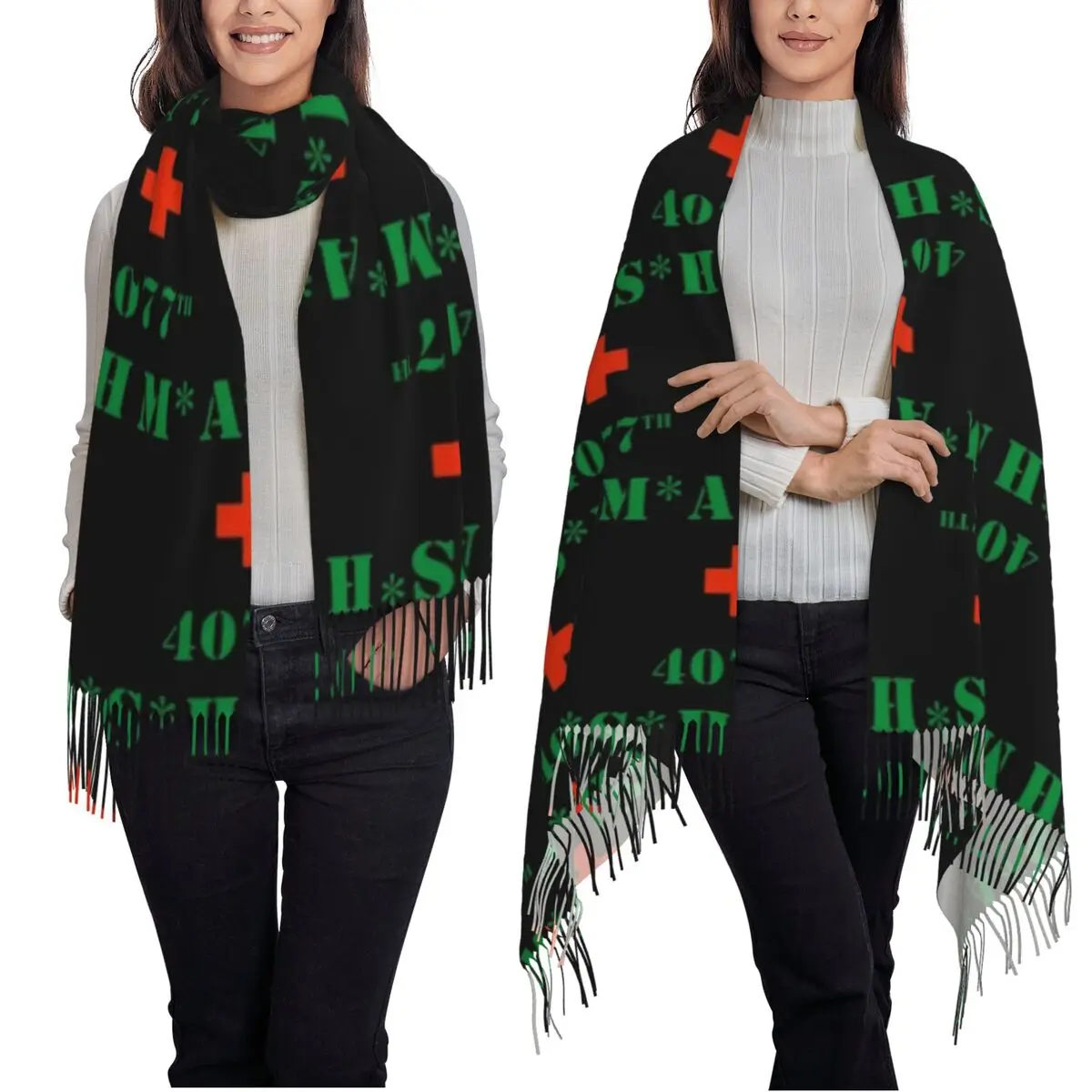 Mash Medic 4077 米軍スカーフ タッセルスカーフ 女性用 ソフトで暖かいショールとラップ 大きな秋冬ショールラップ