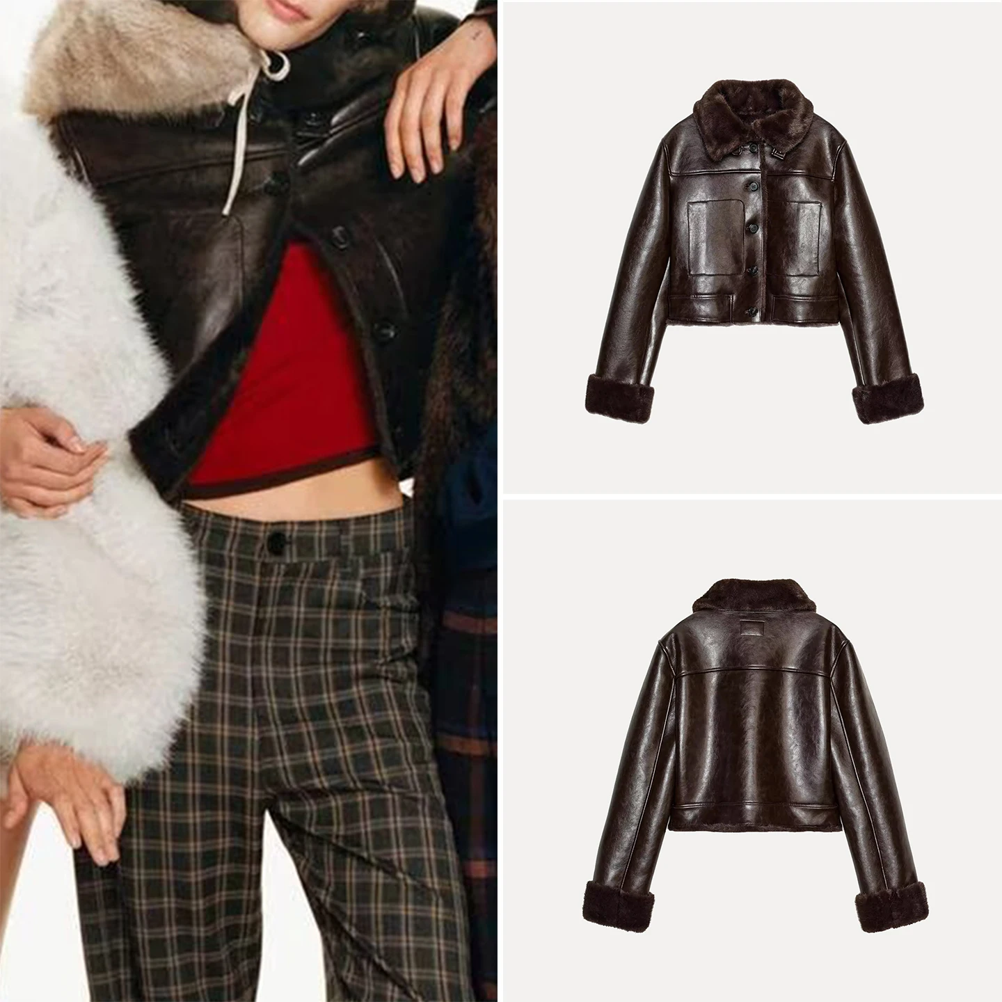 

Z Women's Faion Double-Sided Jaet Coat Sli Personali Versatile Outerwear ort Length Button Closure Long Sve