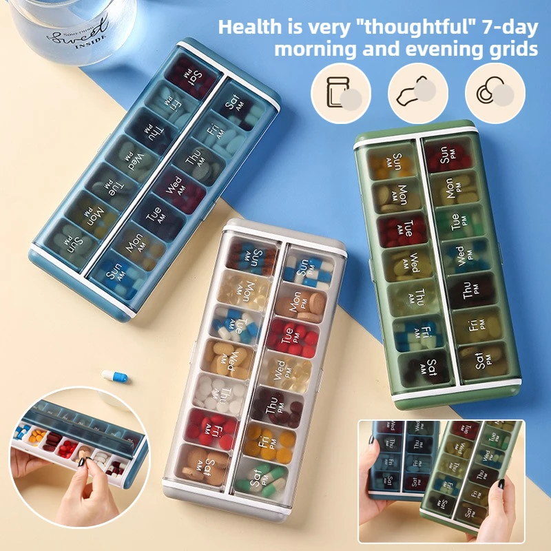 

New medicine box with 14 compartments, large capacity storage box for drugs, dust-proof and moisture-proof plastic packaging box