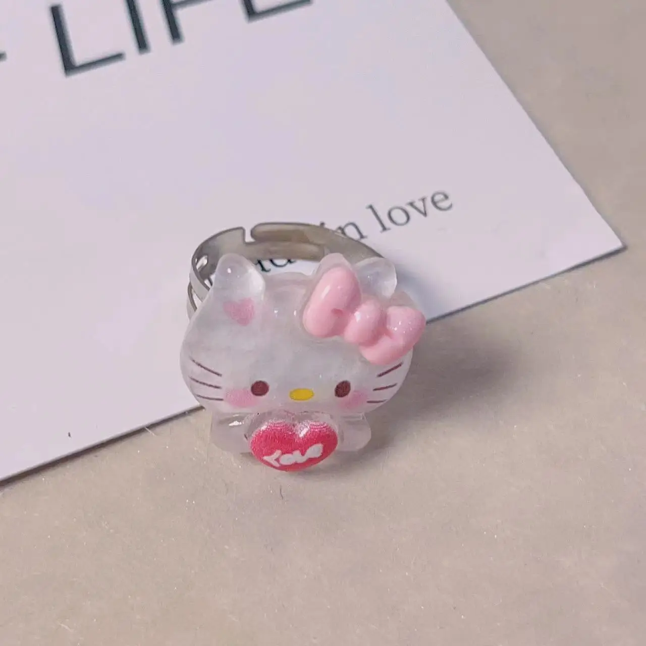 2023 Sanrio Anime Ring Adjustable Accessories Cute Cinnamoroll My Melody Kuromi Resin Girlfriend Girl Heart Decorate Toys Gift