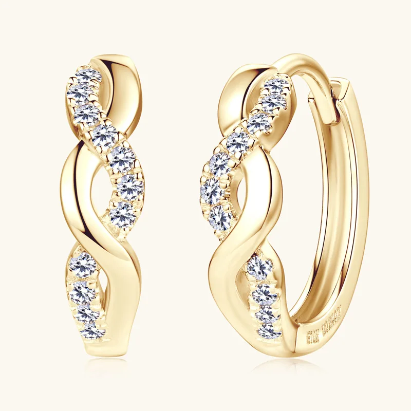 

Luxury 10K Yellow Gold 0.9mm D Color VVS1 Moissanite Hoop Earrings Classic Style Engagement Jewelry with GRA Certificate