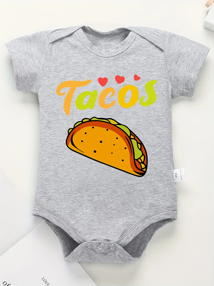 American Style Tacos Baby Boy and Girl Clothes Bodysuit Short Sleeve Summer Breathable Infant Onesie Cotton Cheap Hot Sale