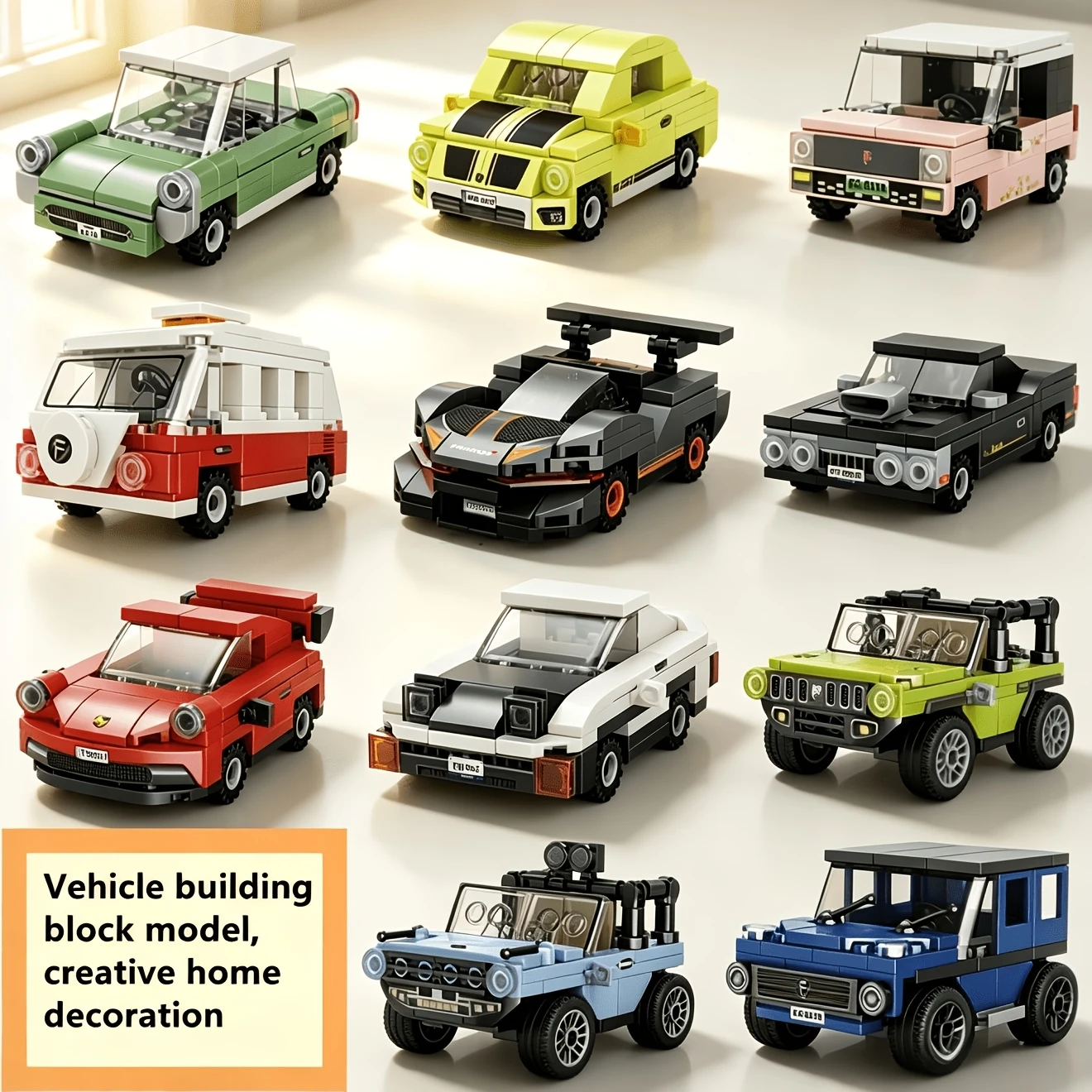 1 Random Style Building Block, Creative Vehicle Assembly Building Blocks, with Exquisite and Realistic Designs, Rich and Diverse Color Schemes, and Full of Details, to Train Hands-On Skills and Spatial Imagination. After Assembly, It Can Be Used as a Delicate Desktop Ornament, Placed on Desks, Display Cabinets, and Home Decor, Creating a Rich Atmosphere. Suitable for Car Model Enthusiasts to Collect and Play With, and Is an Ideal Gift Choice.