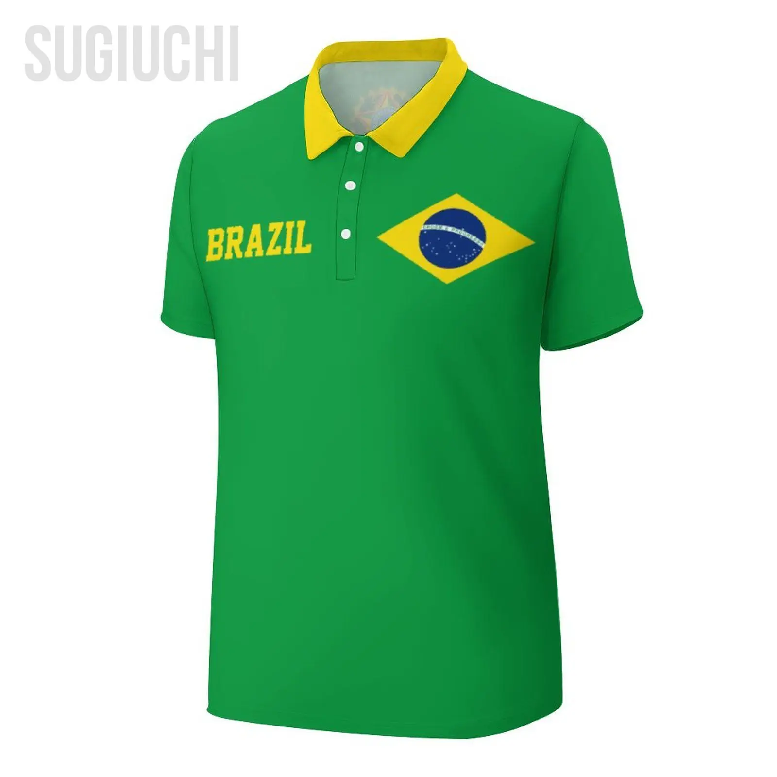 Unisex Polo Shirt Brazil Flag 3D Print Man Polo Fashion Clothing Tracksuits Short Sleeves