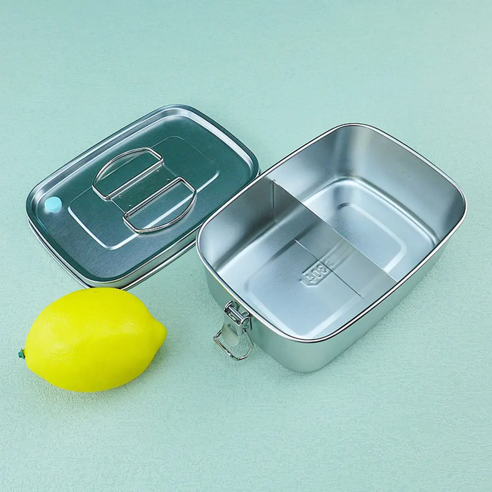 

Stainless Steel Lunch Box Portable Food Container Meal Box Silver Child Bento Adult Kids Reusable Multi Function Household