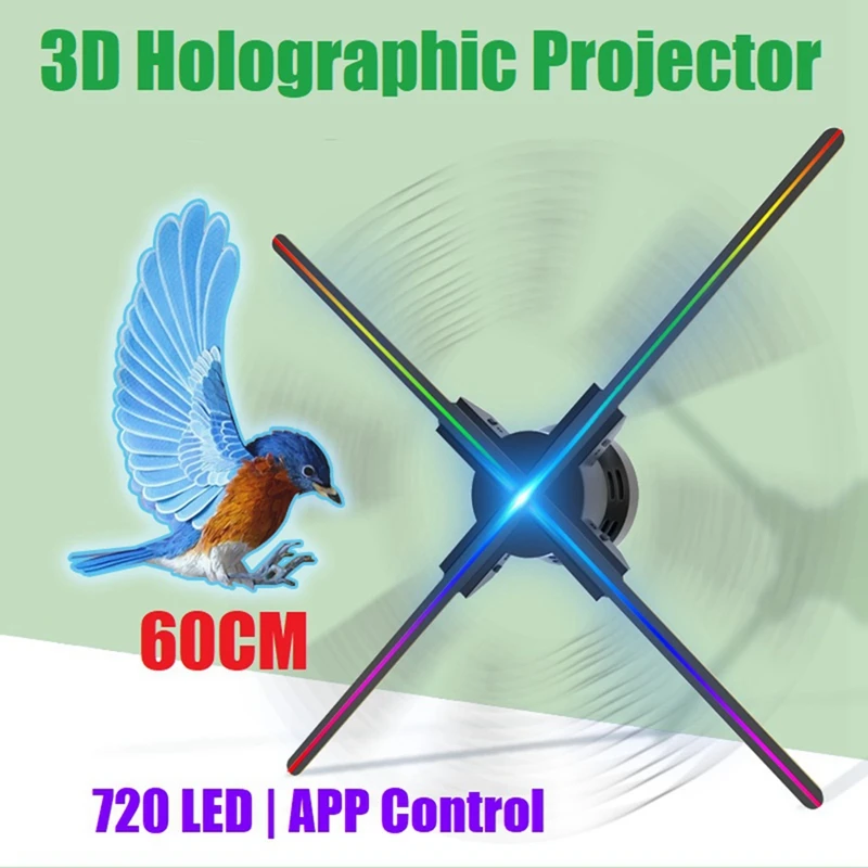 3D Holographic Projector APP Control 720LED Holographic Player Fan For Image Video Store Advertising Display